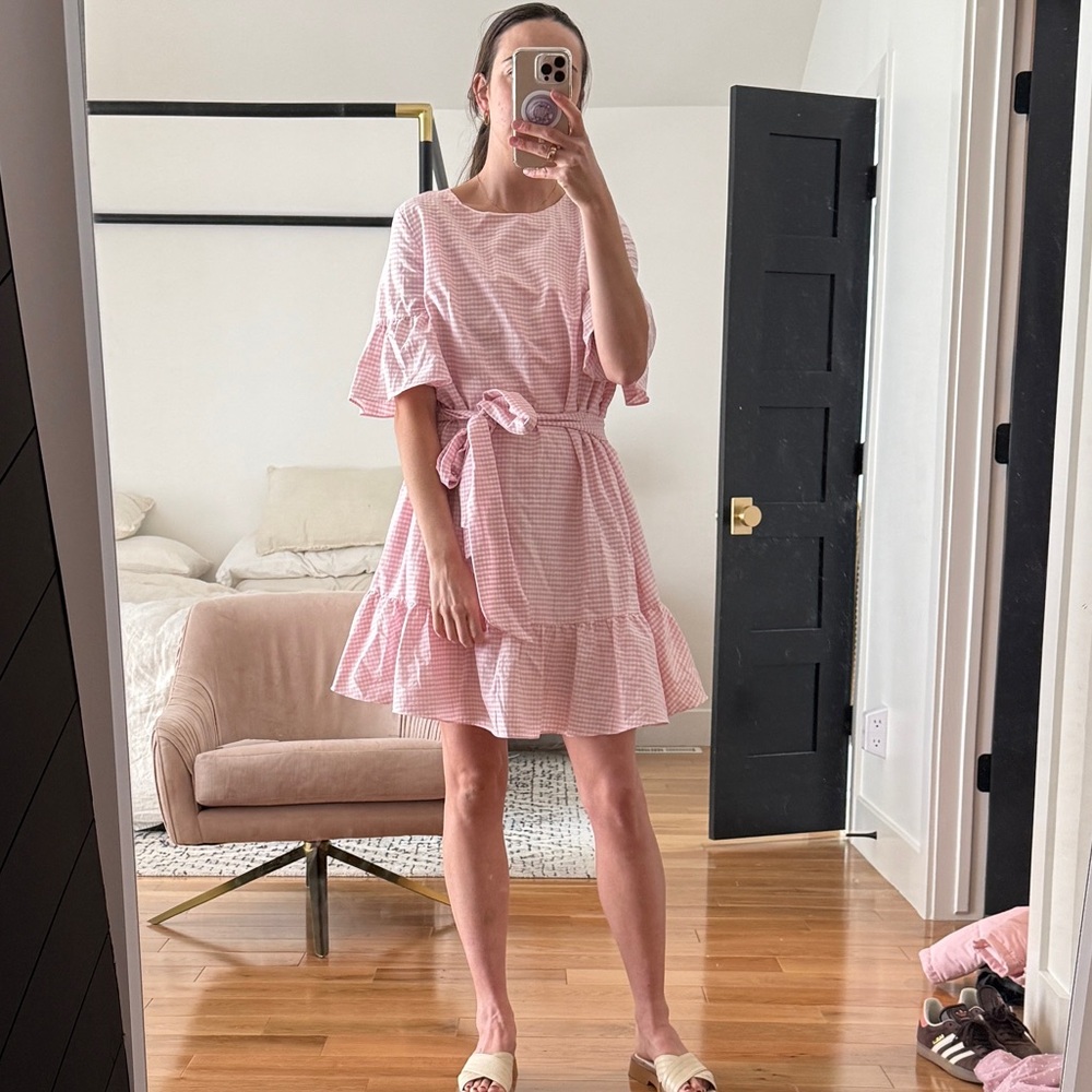 Pink Gingham Ruffle Dress